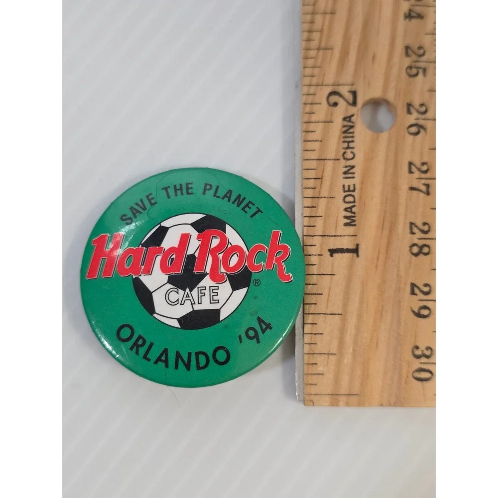 Hard Rock Cafe Orlando 1994 Soccer Save The Planet Pinback‎ Button